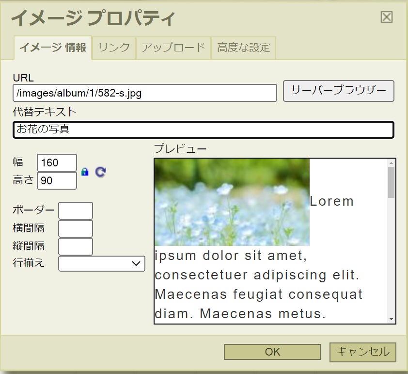 イメージプロパティ
